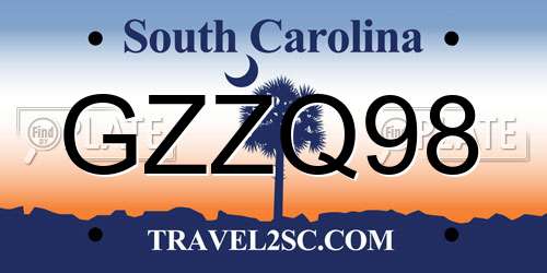 GZZQ98 South Carolina License Plate