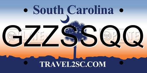 GZZSSQQ South Carolina License Plate