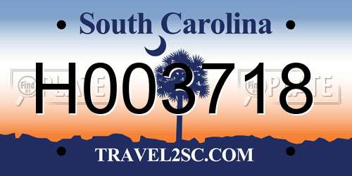 H003718 South Carolina License Plate