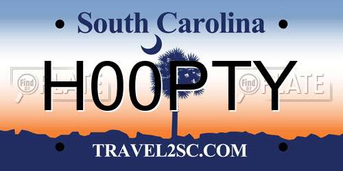 H00PTY South Carolina License Plate