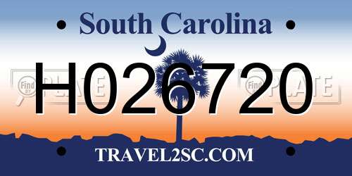 H026720 South Carolina License Plate