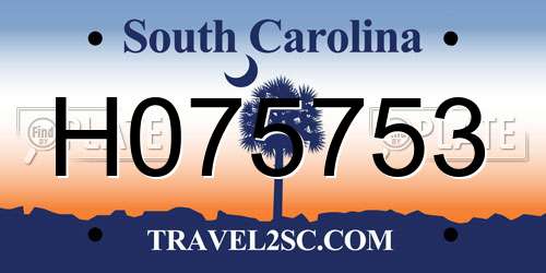 H075753 South Carolina License Plate