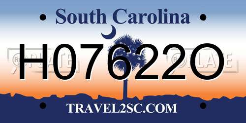 H07622O South Carolina License Plate