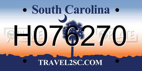 H076270 South Carolina License Plate