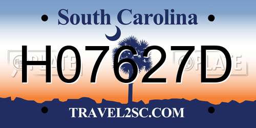 H07627D South Carolina License Plate