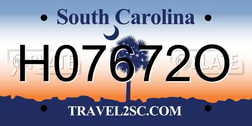 H07672O South Carolina License Plate