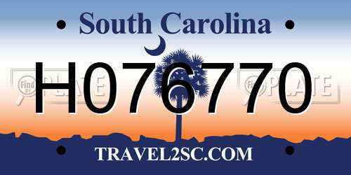 H076770 South Carolina License Plate