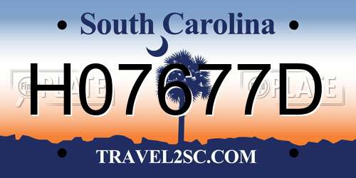H07677D South Carolina License Plate