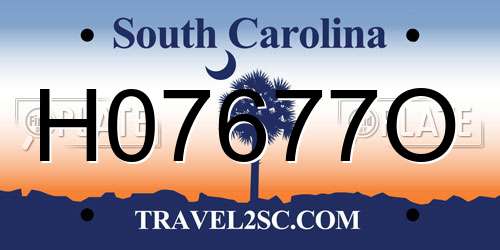 H07677O South Carolina License Plate