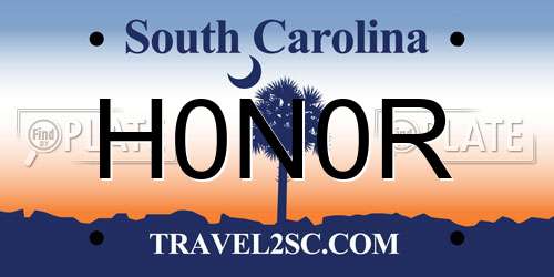 H0N0R South Carolina License Plate
