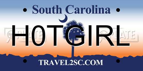 H0TGIRL South Carolina License Plate