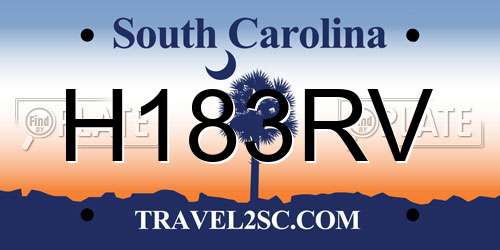 H183RV South Carolina License Plate