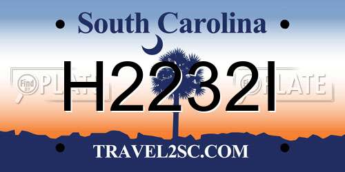 H2232I South Carolina License Plate
