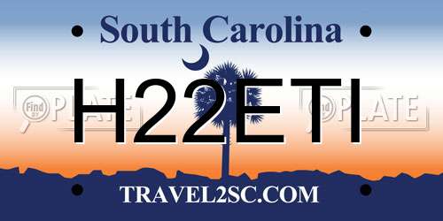 H22ETI South Carolina License Plate