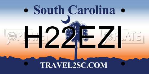 H22EZI South Carolina License Plate