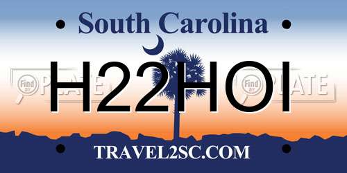H22HOI South Carolina License Plate