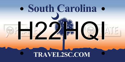 H22HQI South Carolina License Plate