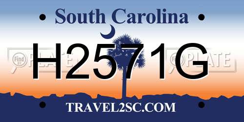 H2571G South Carolina License Plate