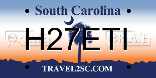 H27ETI South Carolina License Plate