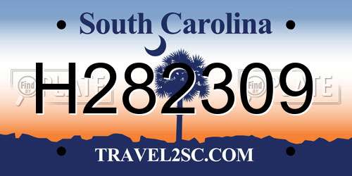 H282309 South Carolina License Plate