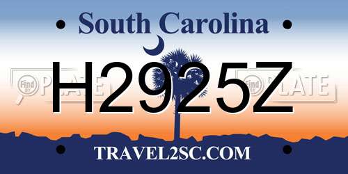 H2925Z South Carolina License Plate
