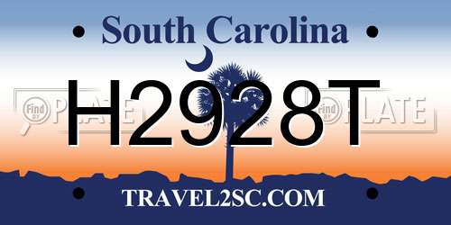 H2928T South Carolina License Plate