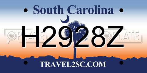 H2928Z South Carolina License Plate