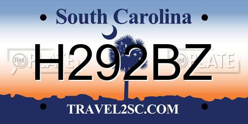 H292BZ South Carolina License Plate