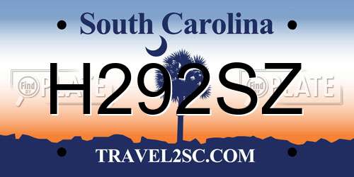H292SZ South Carolina License Plate
