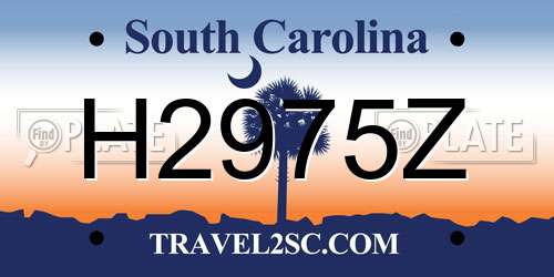 H2975Z South Carolina License Plate