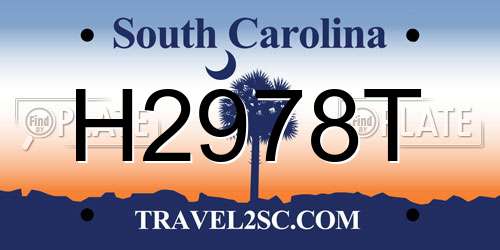 H2978T South Carolina License Plate