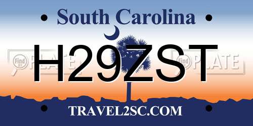 H29ZST South Carolina License Plate