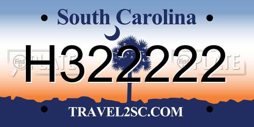 H322222 South Carolina License Plate