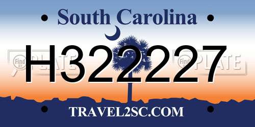 H322227 South Carolina License Plate