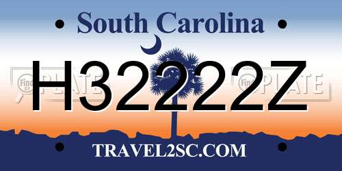 H32222Z South Carolina License Plate