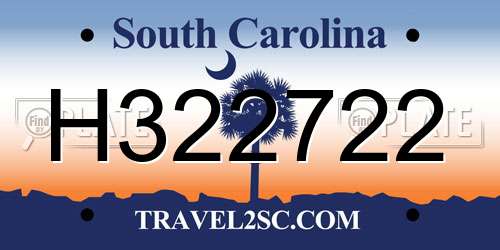 H322722 South Carolina License Plate