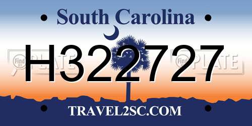 H322727 South Carolina License Plate