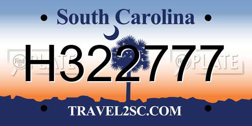 H322777 South Carolina License Plate