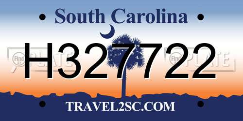 H327722 South Carolina License Plate