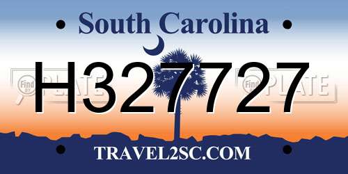 H327727 South Carolina License Plate
