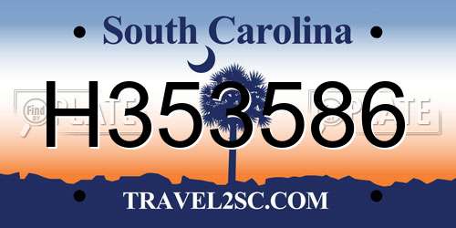 H353586 South Carolina License Plate