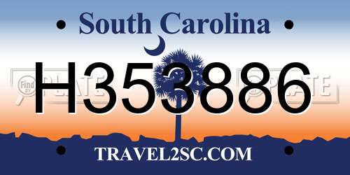 H353886 South Carolina License Plate