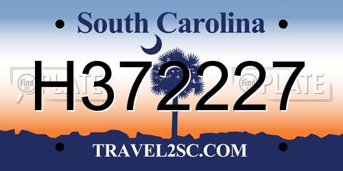 H372227 South Carolina License Plate