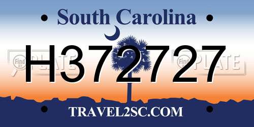 H372727 South Carolina License Plate