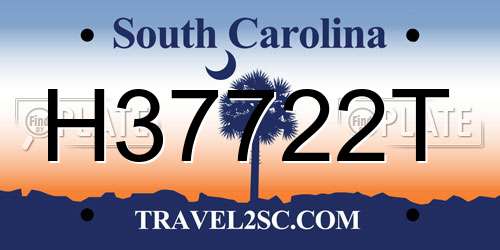 H37722T South Carolina License Plate