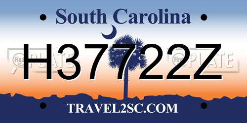 H37722Z South Carolina License Plate