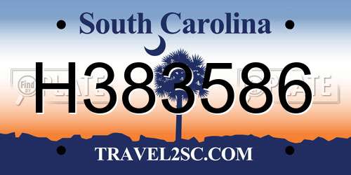 H383586 South Carolina License Plate