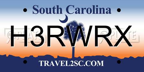 H3RWRX South Carolina License Plate