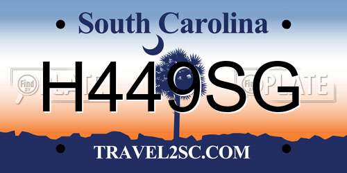 H449SG South Carolina License Plate