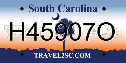 H45907O South Carolina License Plate